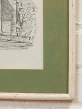 Load image into Gallery viewer, Church Facade Study Framed Architectural Drawing with Sage Green Mat