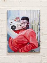 Load image into Gallery viewer, Boombox in Red Contemporary Figurative Painting with Retro Stereo
