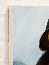 Load image into Gallery viewer, Woman in Black Hat Fashion Portrait Oil Painting with Red and Fur Accents