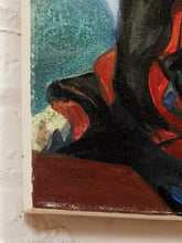 Load image into Gallery viewer, Woman in Black Hat Fashion Portrait Oil Painting with Red and Fur Accents
