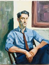 Load image into Gallery viewer, Man in Blue Shirt Figurative Portrait Painting with Loosened Tie