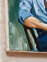 Load image into Gallery viewer, Man in Blue Shirt Figurative Portrait Painting with Loosened Tie