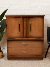 Load image into Gallery viewer, Deco Style Highboy 1950’s Wavy Front Dresser