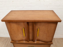 Load image into Gallery viewer, Deco Style Highboy 1950’s Wavy Front Dresser