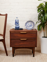 Load image into Gallery viewer, Double Drawer Mid Century Nightstand