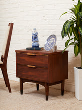 Load image into Gallery viewer, Double Drawer Mid Century Nightstand