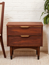 Load image into Gallery viewer, Double Drawer Mid Century Nightstand