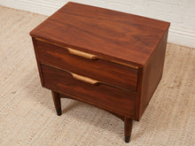 Load image into Gallery viewer, Double Drawer Mid Century Nightstand