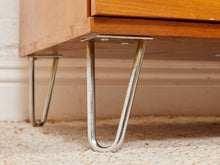Load image into Gallery viewer, Modern Walnut Low Dresser with Chrome Bar Pulls and Minimalist Design