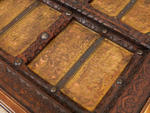 Load image into Gallery viewer, Antique East Asian Wood Door Coffee Table With Brass-Copper Inlay & Wood Base