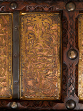 Load image into Gallery viewer, Antique East Asian Wood Door Coffee Table With Brass-Copper Inlay & Wood Base
