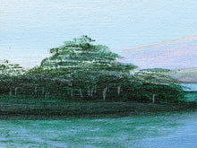 Load image into Gallery viewer, Water Lily Lake Framed Serene Landscape Painting with Lilies and Distant Hills