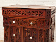 Load image into Gallery viewer, George Zee Style Mid-Century Asian Heavily Hand Carved Flip Top Dry Bar Cabinet