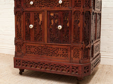 Load image into Gallery viewer, George Zee Style Mid-Century Asian Heavily Hand Carved Flip Top Dry Bar Cabinet