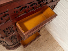 Load image into Gallery viewer, George Zee Style Mid-Century Asian Heavily Hand Carved Flip Top Dry Bar Cabinet