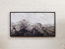 Load image into Gallery viewer, Faceted Cliff Large Geometric Abstract Landscape in Gray and White