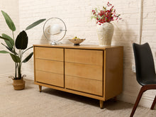 Load image into Gallery viewer, Blonde 6 Drawer Mid Century Dresser
