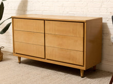Load image into Gallery viewer, Blonde 6 Drawer Mid Century Dresser
