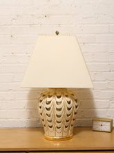 Load image into Gallery viewer, Scallop Glow White Ceramic Table Lamp with Tapered Shade