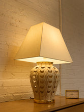 Load image into Gallery viewer, Scallop Glow White Ceramic Table Lamp with Tapered Shade