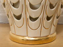 Load image into Gallery viewer, Scallop Glow White Ceramic Table Lamp with Tapered Shade
