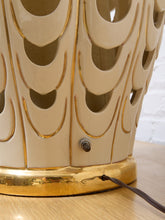Load image into Gallery viewer, Scallop Glow White Ceramic Table Lamp with Tapered Shade