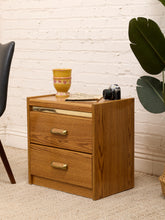 Load image into Gallery viewer, Boho Vintage Oak Nightstand