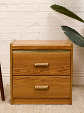 Load image into Gallery viewer, Boho Vintage Oak Nightstand