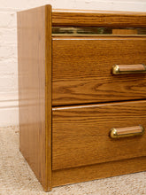 Load image into Gallery viewer, Boho Vintage Oak Nightstand
