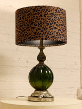 Load image into Gallery viewer, Green Vintage Lamp with Leopard Shade