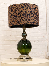 Load image into Gallery viewer, Green Vintage Lamp with Leopard Shade
