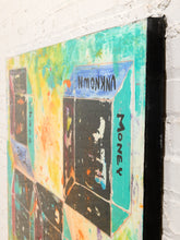 Load image into Gallery viewer, Oracle Grid Mixed Media Abstract Painting with Text and Geometric Forms by Julio De La Concha
