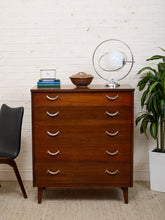 Load image into Gallery viewer, Mahogany Five Drawer Mid-Century High Boy Dresser