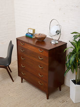 Load image into Gallery viewer, Mahogany Five Drawer Mid-Century High Boy Dresser
