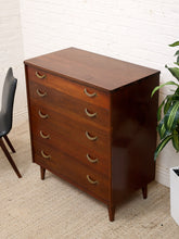 Load image into Gallery viewer, Mahogany Five Drawer Mid-Century High Boy Dresser