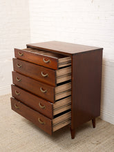 Load image into Gallery viewer, Mahogany Five Drawer Mid-Century High Boy Dresser