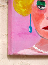 Load image into Gallery viewer, Original Blonde Portrait Small Figurative Painting with Pink Background