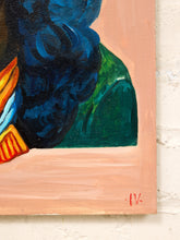 Load image into Gallery viewer, Blue Hair Portrait Figurative Painting with Bold Color and Warm Copper Background