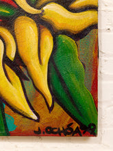 Load image into Gallery viewer, Golden Heliconia by Jaime Ochoa Bold Tropical Floral Painting in Yellow Green and Red