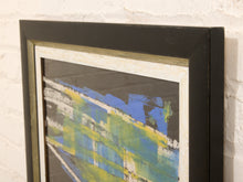Load image into Gallery viewer, Blue Structure Framed Geometric Abstract Artwork in Blue Green White and Black