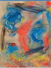 Load image into Gallery viewer, Blue Mat Abstract Framed Colorful Expressionist Artwork with Bold Gestural Brushwork