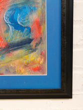 Load image into Gallery viewer, Blue Mat Abstract Framed Colorful Expressionist Artwork with Bold Gestural Brushwork