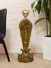 Load image into Gallery viewer, Antique 1930s Brass Folding Fan Fireplace Screen with Classical Figural Motif
