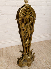 Load image into Gallery viewer, Antique 1930s Brass Folding Fan Fireplace Screen with Classical Figural Motif