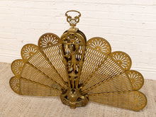 Load image into Gallery viewer, Antique 1930s Brass Folding Fan Fireplace Screen with Classical Figural Motif