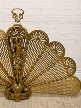 Load image into Gallery viewer, Antique 1930s Brass Folding Fan Fireplace Screen with Classical Figural Motif