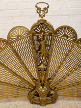 Load image into Gallery viewer, Antique 1930s Brass Folding Fan Fireplace Screen with Classical Figural Motif