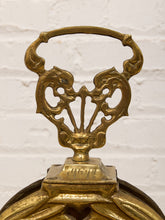 Load image into Gallery viewer, Antique 1930s Brass Folding Fan Fireplace Screen with Classical Figural Motif