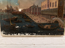 Load image into Gallery viewer, Grand Canal View Vintage Venetian Harbor Antique Painting with Gondolas and Historic Architecture