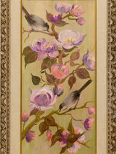 Load image into Gallery viewer, Songbirds & Blossoms Framed Floral Bird Painting with Lavender Peonies